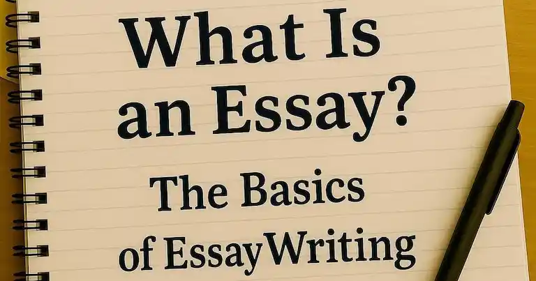 what is an essay – notebook cover with title on lined paper